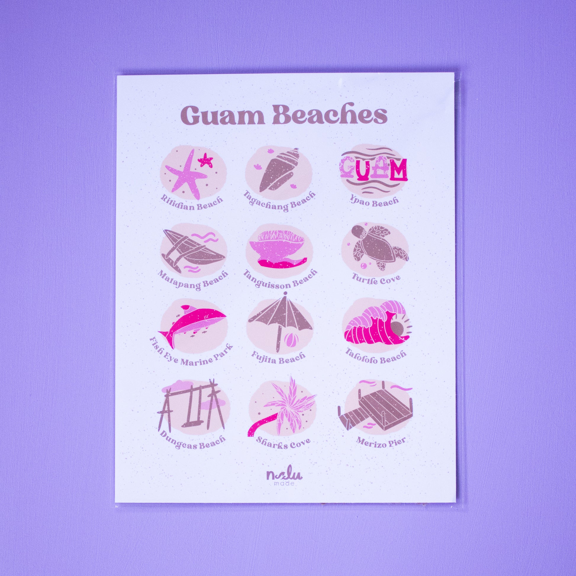 Guam Beaches Art Print. 8x10 Inches.