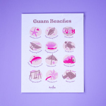 Guam Beaches Art Print. 8x10 Inches.