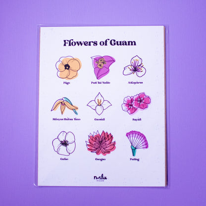 Flowers of Guam Art Print. 8 x10 inches.