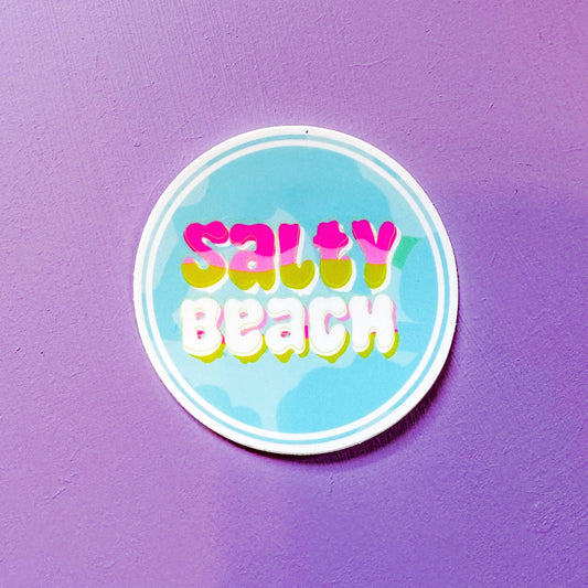 Salty Beach Vinyl Sticker.